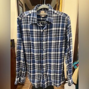 Classic blue mountain Blue and White Plaid Men's Shirt